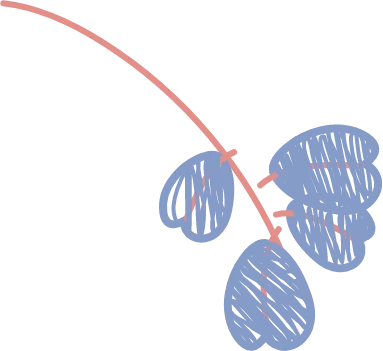 Image of an animated pink stalk with blue heart shaped leaves